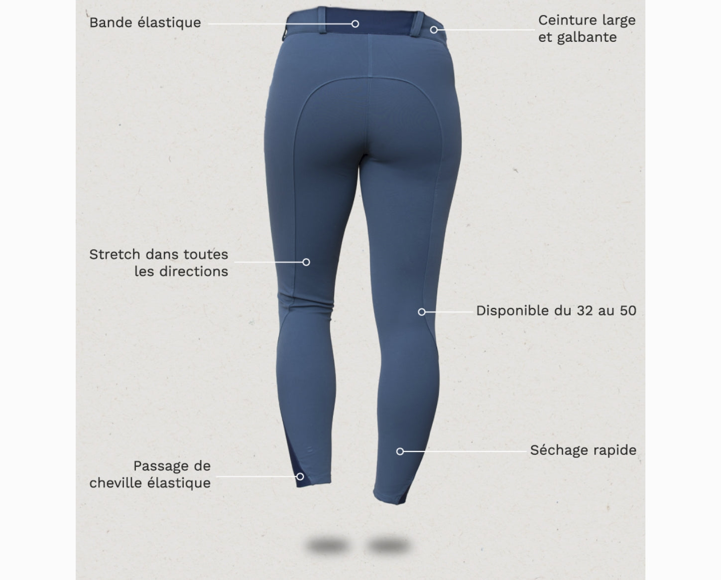 Pantalon de sport homme - Marque - Modèle - Taille élastique, séchage  rapide, cheville élastique - Bleu